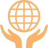 icon hands holding planet